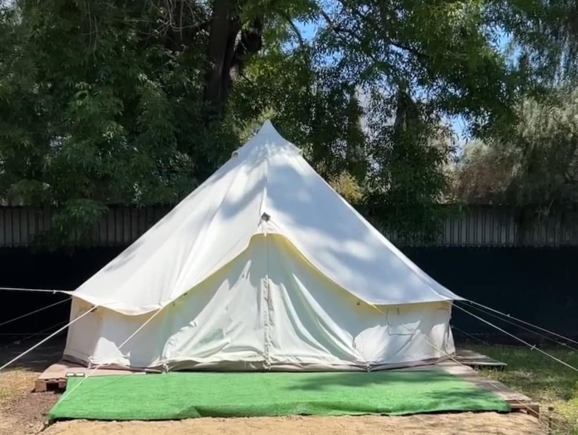 Zona de camping bajo palmeras